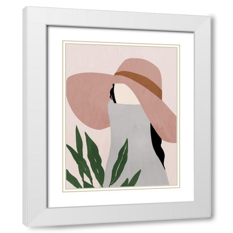 Tiana White Modern Wood Framed Art Print with Double Matting by Sozi