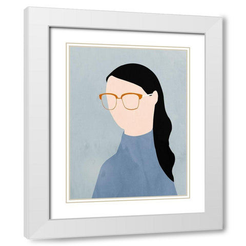 Eva White Modern Wood Framed Art Print with Double Matting by Sozi