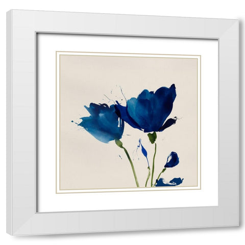 Blooming Blue Valentine I  White Modern Wood Framed Art Print with Double Matting by Sozi