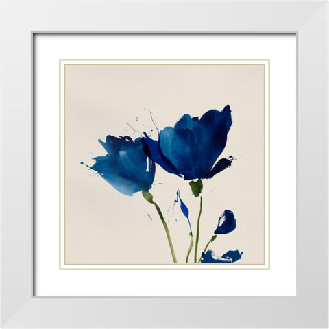 Blooming Blue Valentine I  White Modern Wood Framed Art Print with Double Matting by Sozi