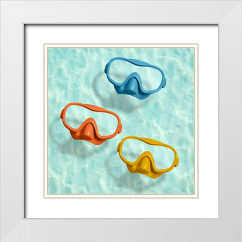 Swim with me White Modern Wood Framed Art Print with Double Matting by Dittmann