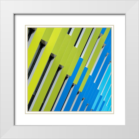 Van Son - Colorful Diagonals White Modern Wood Framed Art Print with Double Matting by Son, Van