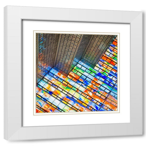 Van Son - Color Explosion White Modern Wood Framed Art Print with Double Matting by Son, Van
