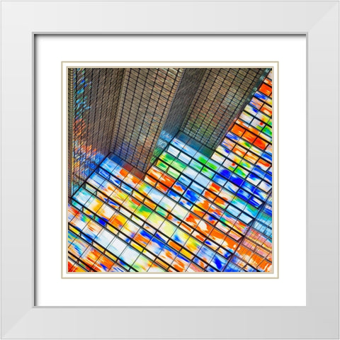 Van Son - Color Explosion White Modern Wood Framed Art Print with Double Matting by Son, Van
