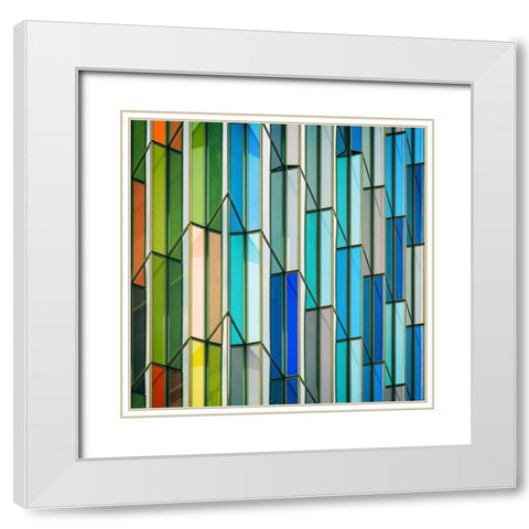Vangindertael - Stained Glass Windows White Modern Wood Framed Art Print with Double Matting by Vangindertael