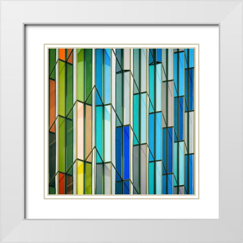 Vangindertael - Stained Glass Windows White Modern Wood Framed Art Print with Double Matting by Vangindertael