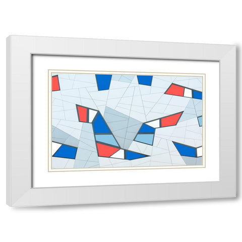 Van Son - Game of Lines and Shapes White Modern Wood Framed Art Print with Double Matting by Son, Van