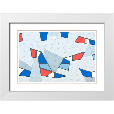 Van Son - Game of Lines and Shapes White Modern Wood Framed Art Print with Double Matting by Son, Van