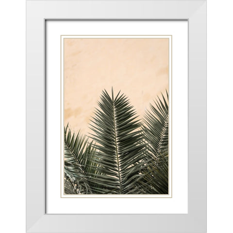 Studio III - Palm leaves and Wall White Modern Wood Framed Art Print with Double Matting by Studio III