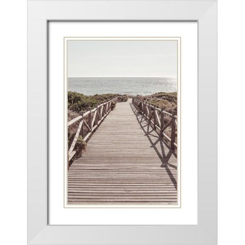 Studio III - Beach 003 White Modern Wood Framed Art Print with Double Matting by Studio III