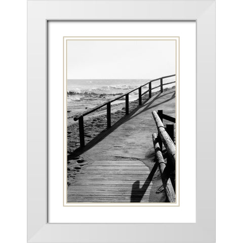 Studio III - Beach 008 White Modern Wood Framed Art Print with Double Matting by Studio III