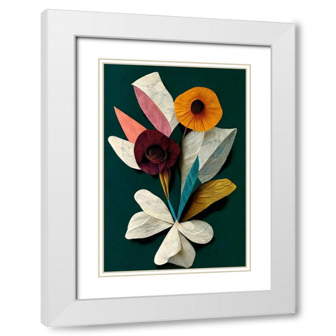 A Paper Bouquet White Modern Wood Framed Art Print with Double Matting by Treechild
