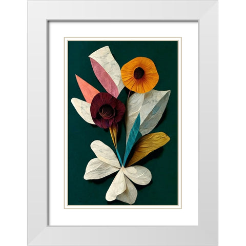 A Paper Bouquet White Modern Wood Framed Art Print with Double Matting by Treechild