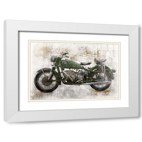 Green MotorcycleÂ  White Modern Wood Framed Art Print with Double Matting by Roozbeh