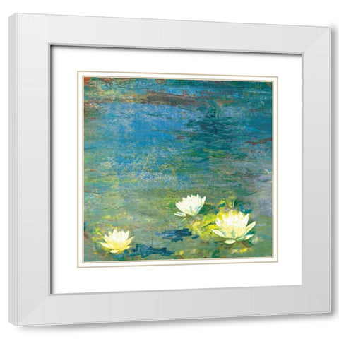 Flowers in the Pond White Modern Wood Framed Art Print with Double Matting by PI Studio