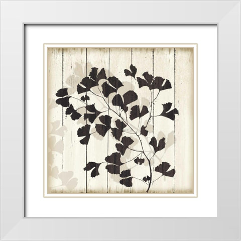 Shadow on Wood I White Modern Wood Framed Art Print with Double Matting by PI Studio