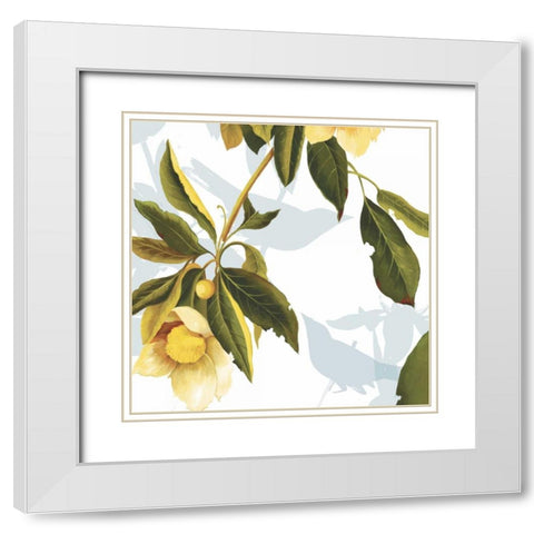 Lemon Floral White Modern Wood Framed Art Print with Double Matting by PI Studio