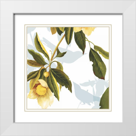 Lemon Floral White Modern Wood Framed Art Print with Double Matting by PI Studio