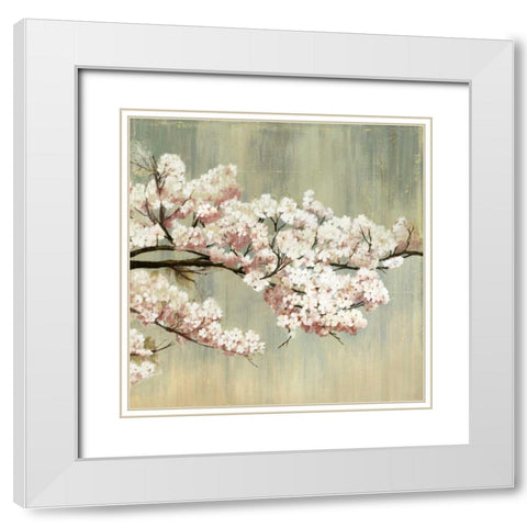 Blossoms White Modern Wood Framed Art Print with Double Matting by PI Studio