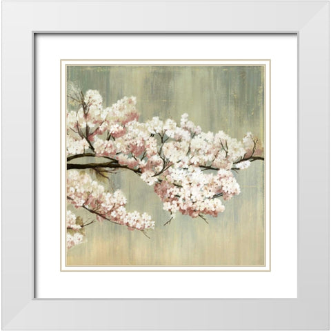 Blossoms White Modern Wood Framed Art Print with Double Matting by PI Studio