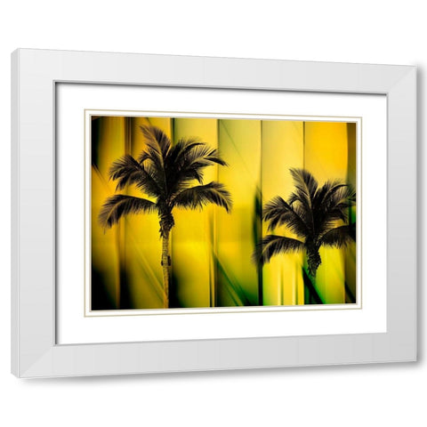 Two Palms White Modern Wood Framed Art Print with Double Matting by PI Studio