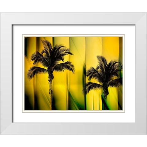 Two Palms White Modern Wood Framed Art Print with Double Matting by PI Studio