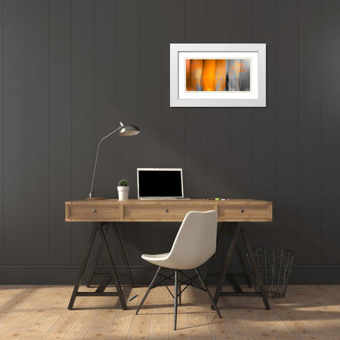 Orange Shades White Modern Wood Framed Art Print with Double Matting by PI Studio