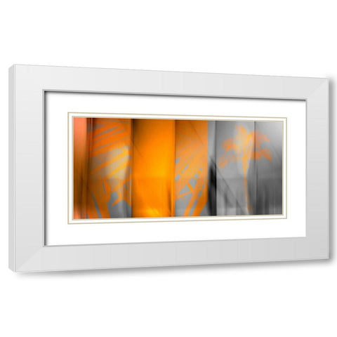 Orange Shades White Modern Wood Framed Art Print with Double Matting by PI Studio