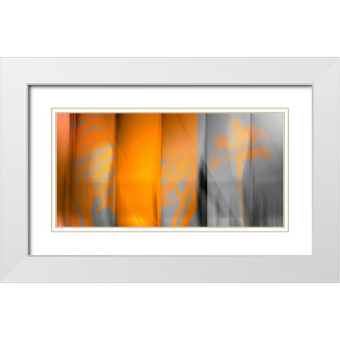 Orange Shades White Modern Wood Framed Art Print with Double Matting by PI Studio