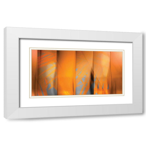 Tangerine on Grey White Modern Wood Framed Art Print with Double Matting by PI Studio