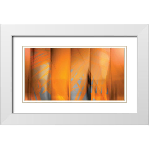 Tangerine on Grey White Modern Wood Framed Art Print with Double Matting by PI Studio