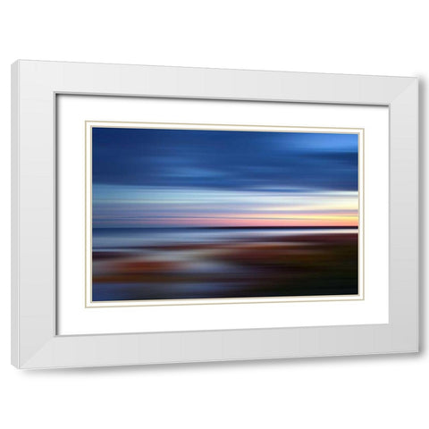 Blue on the Horizon White Modern Wood Framed Art Print with Double Matting by PI Studio