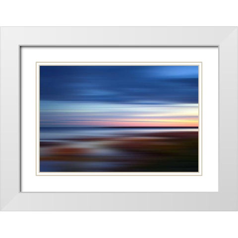 Blue on the Horizon White Modern Wood Framed Art Print with Double Matting by PI Studio