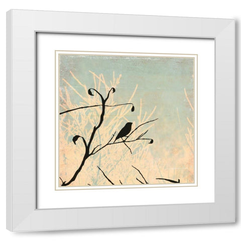 Sitting White Modern Wood Framed Art Print with Double Matting by PI Studio