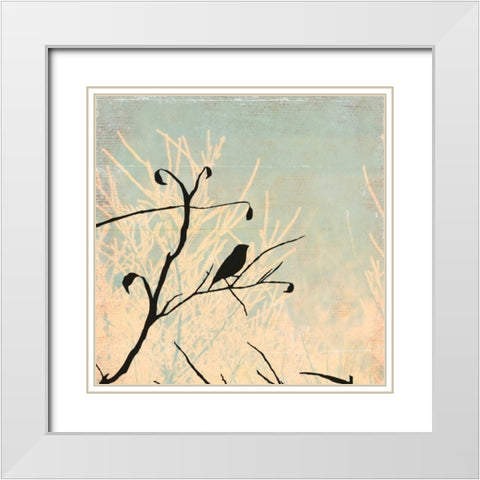 Sitting White Modern Wood Framed Art Print with Double Matting by PI Studio