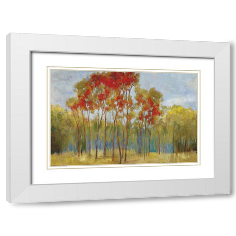Touches of Red White Modern Wood Framed Art Print with Double Matting by PI Studio