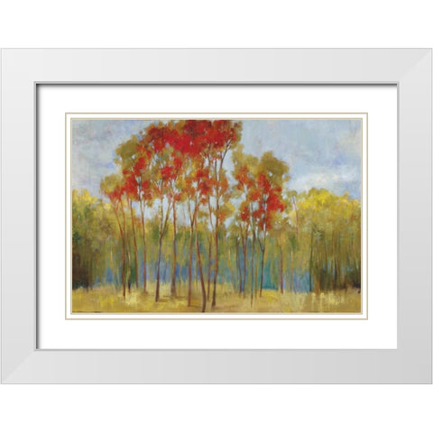 Touches of Red White Modern Wood Framed Art Print with Double Matting by PI Studio
