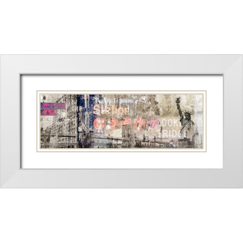 New York White Modern Wood Framed Art Print with Double Matting by PI Studio