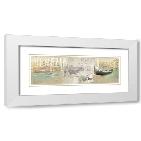 Venezia White Modern Wood Framed Art Print with Double Matting by PI Studio