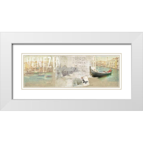 Venezia White Modern Wood Framed Art Print with Double Matting by PI Studio