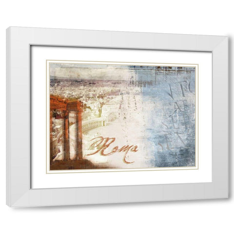 Roma White Modern Wood Framed Art Print with Double Matting by PI Studio