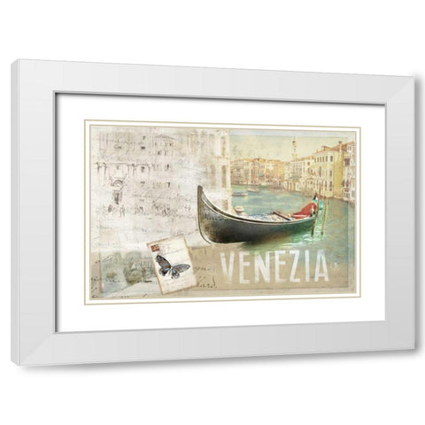Venezia Butterfly White Modern Wood Framed Art Print with Double Matting by PI Studio