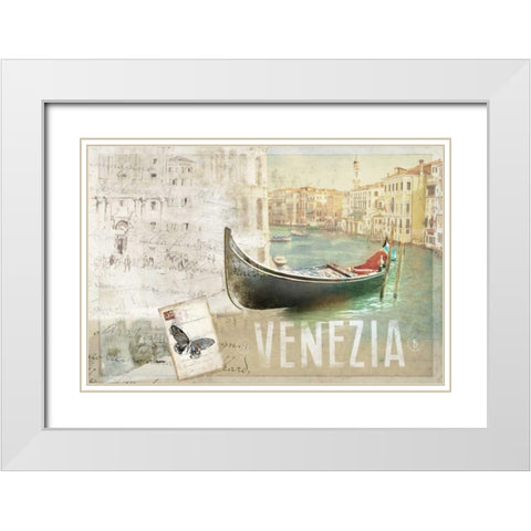 Venezia Butterfly White Modern Wood Framed Art Print with Double Matting by PI Studio