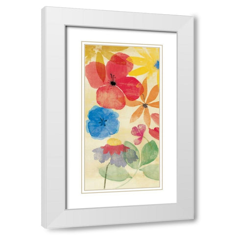 Field Floral I White Modern Wood Framed Art Print with Double Matting by PI Studio