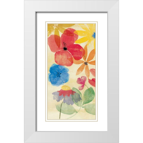 Field Floral I White Modern Wood Framed Art Print with Double Matting by PI Studio