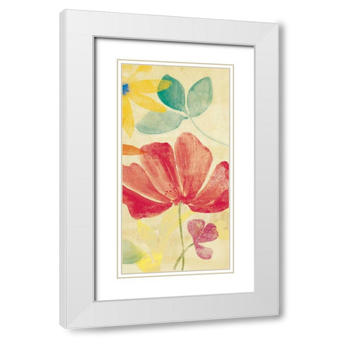 Field Floral II White Modern Wood Framed Art Print with Double Matting by PI Studio