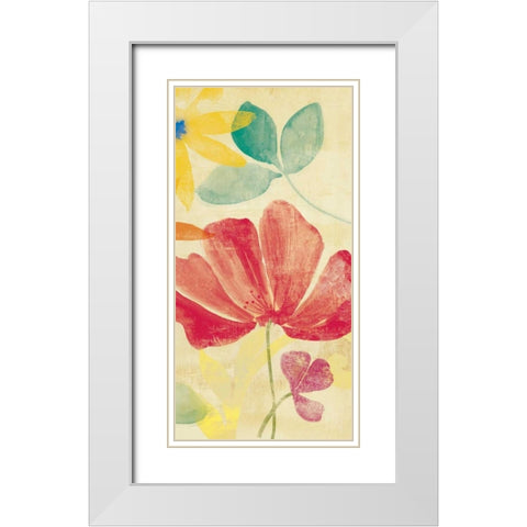 Field Floral II White Modern Wood Framed Art Print with Double Matting by PI Studio