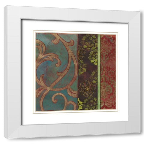 Embroidered II White Modern Wood Framed Art Print with Double Matting by PI Studio
