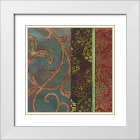 Embroidered II White Modern Wood Framed Art Print with Double Matting by PI Studio