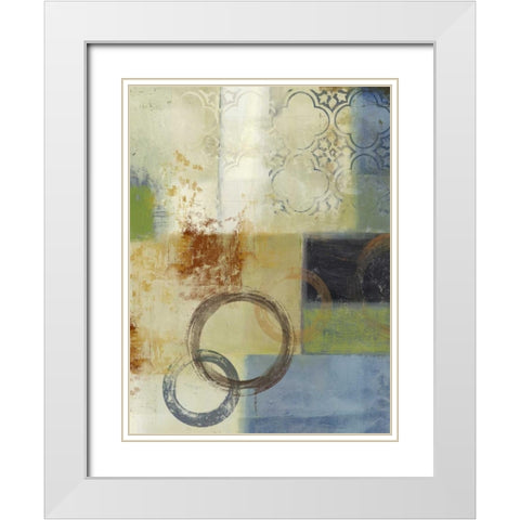 Composition in Blue II White Modern Wood Framed Art Print with Double Matting by PI Studio